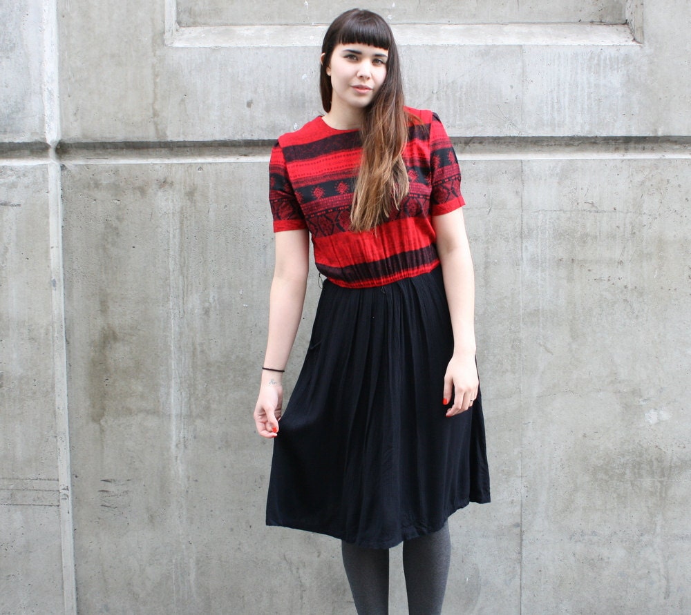 BOXY Black & Red 80s Dress - medium