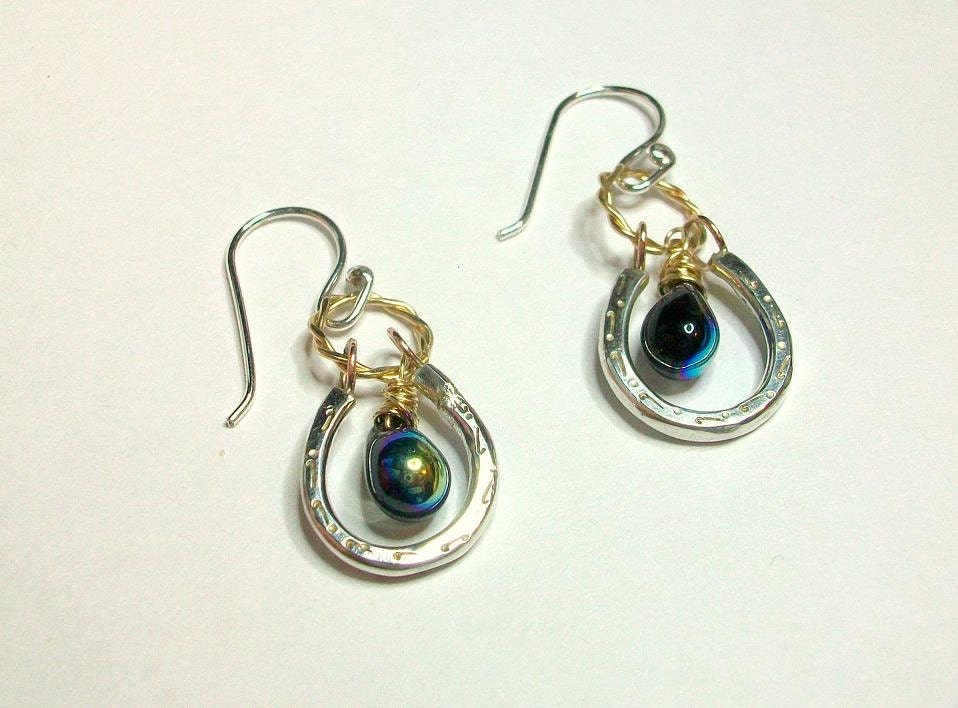 Horse Shoe Earrings Silver Gold Lucky Horseshoe