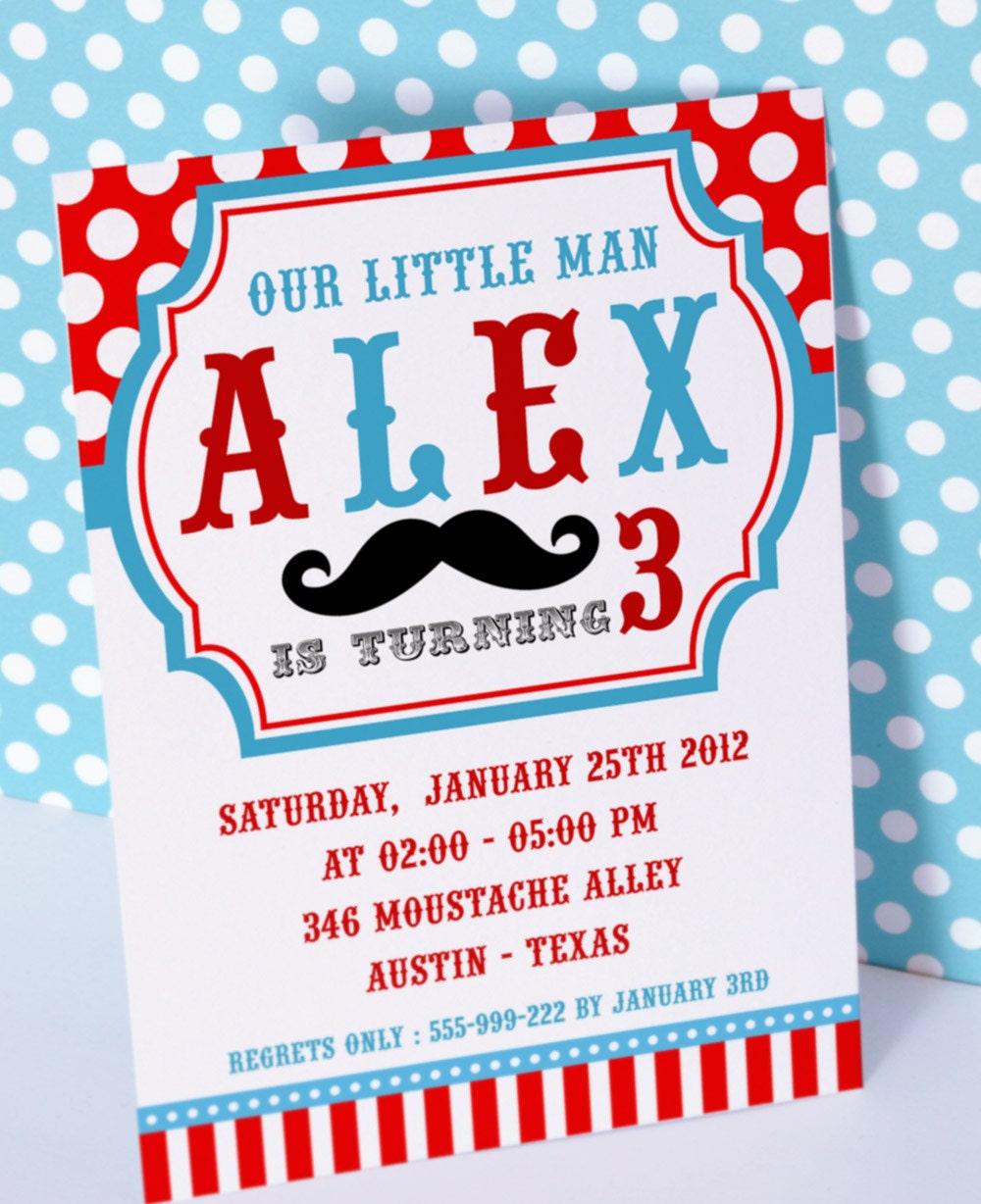 DIY PRINTABLE Invitation Card - Little Man Mustache Birthday Party Invitation - PS829a Il_170x135