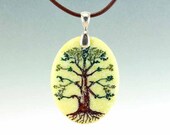 Tree of Life - Yellow Snow Jade Engraved Stone Pendant