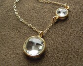 SALE  Faceted Crystal Quartz and Vermeil Gold Filled Duet Necklace - Crcles SALE