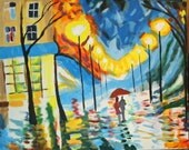 A Romantic Walk Through a Quaint Town at Night
