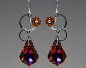 Eos II v7: Wire wrapped earrings with volcano Swarovski crystals - YouniquelyChic