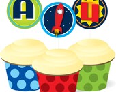 Rocket Ship / Space Birthday Party Cupcake Package