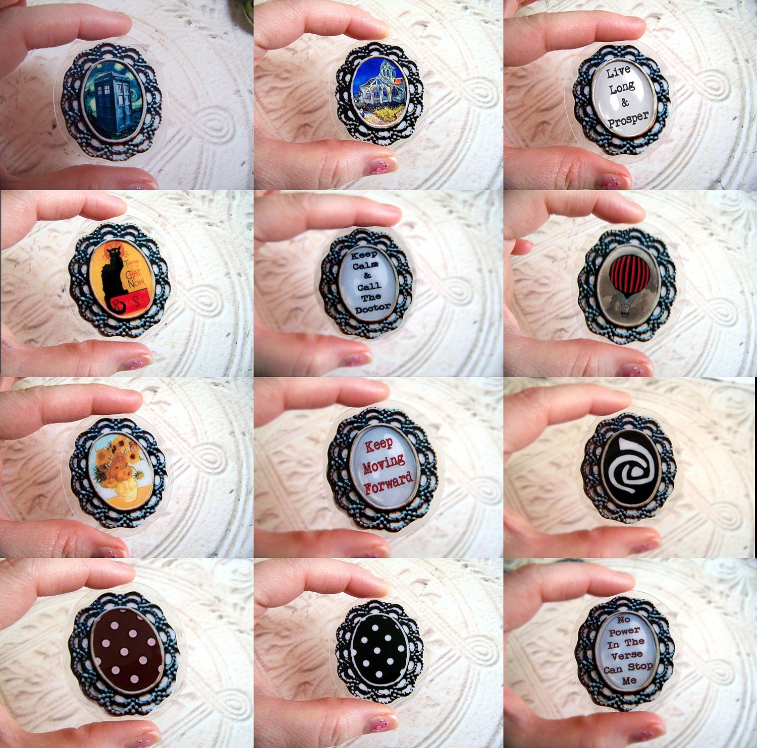 2 Magnets, Shabby Chic Filigree Magnet, Choose Any Two, Party Favors, Geek Gifts, Doctor Who, Browncoats, Trekkies