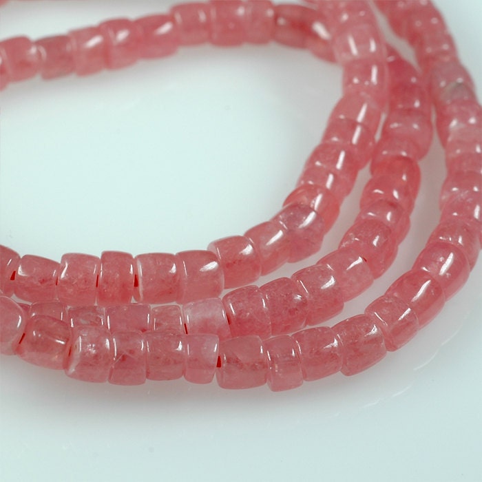 gemmy Pink RHODOCHROSITE heishi beads 4mm - 8 inch strand