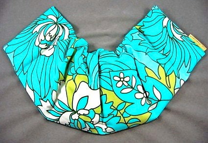 Extra Wide Scoop Neck Heat Wrap Hot Cold Therapy Organic Flaxseed Rice Lavender Scented Wildflowers Turquoise
