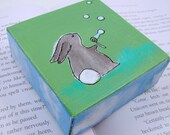Easter Bunny Decor, Original Painting, Rabbit Art, Artwork for Kids, Wall Art, Nursery Art, Kids Room