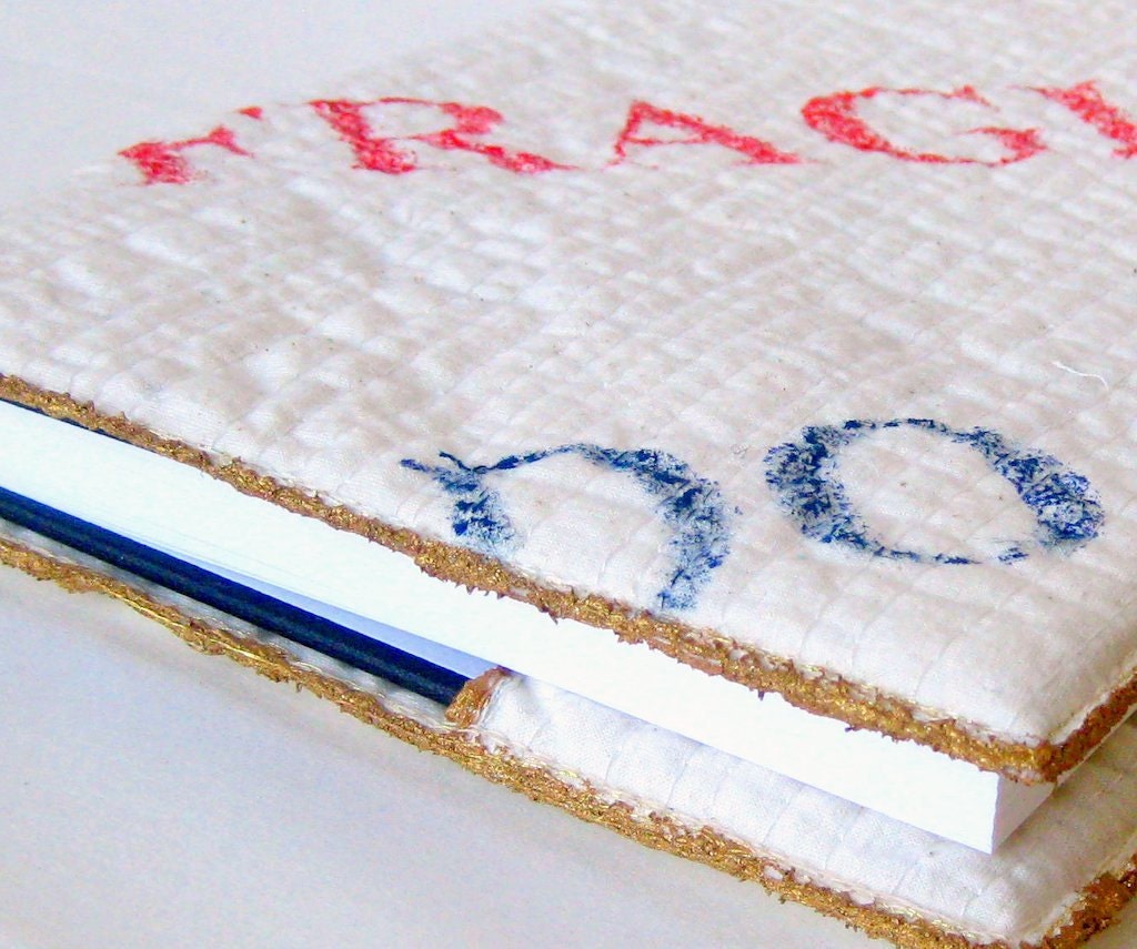 Quilted printed book jacket with hardback book recycled