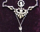 Cherub religious necklace paste rhinestone Art deco antique vintage one of a kind assemblage