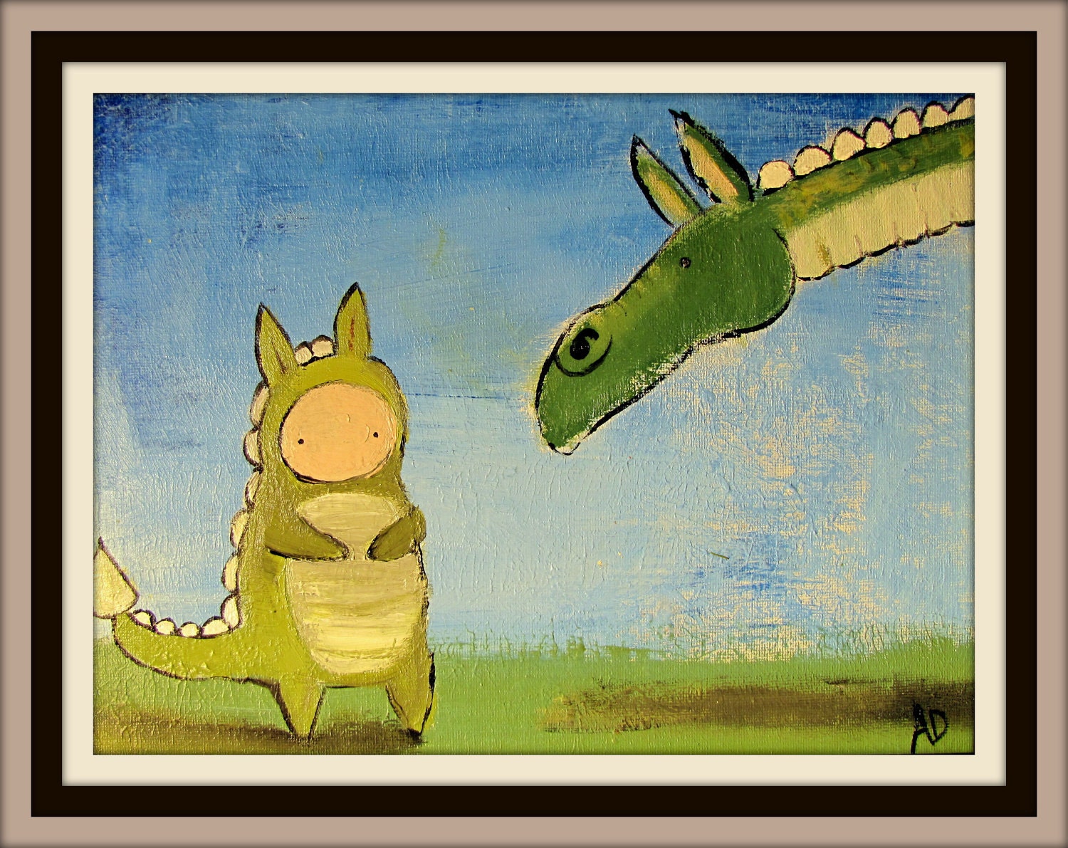 Children Original Art, Dragon Painting, Kids Room Decor 12 x 9, Artwork for Kids, Wall Art, Nursery Art, Kids Room