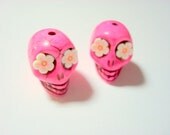 Cherry Blossom Eyes in Pink Howlite Sugar Skull Beads