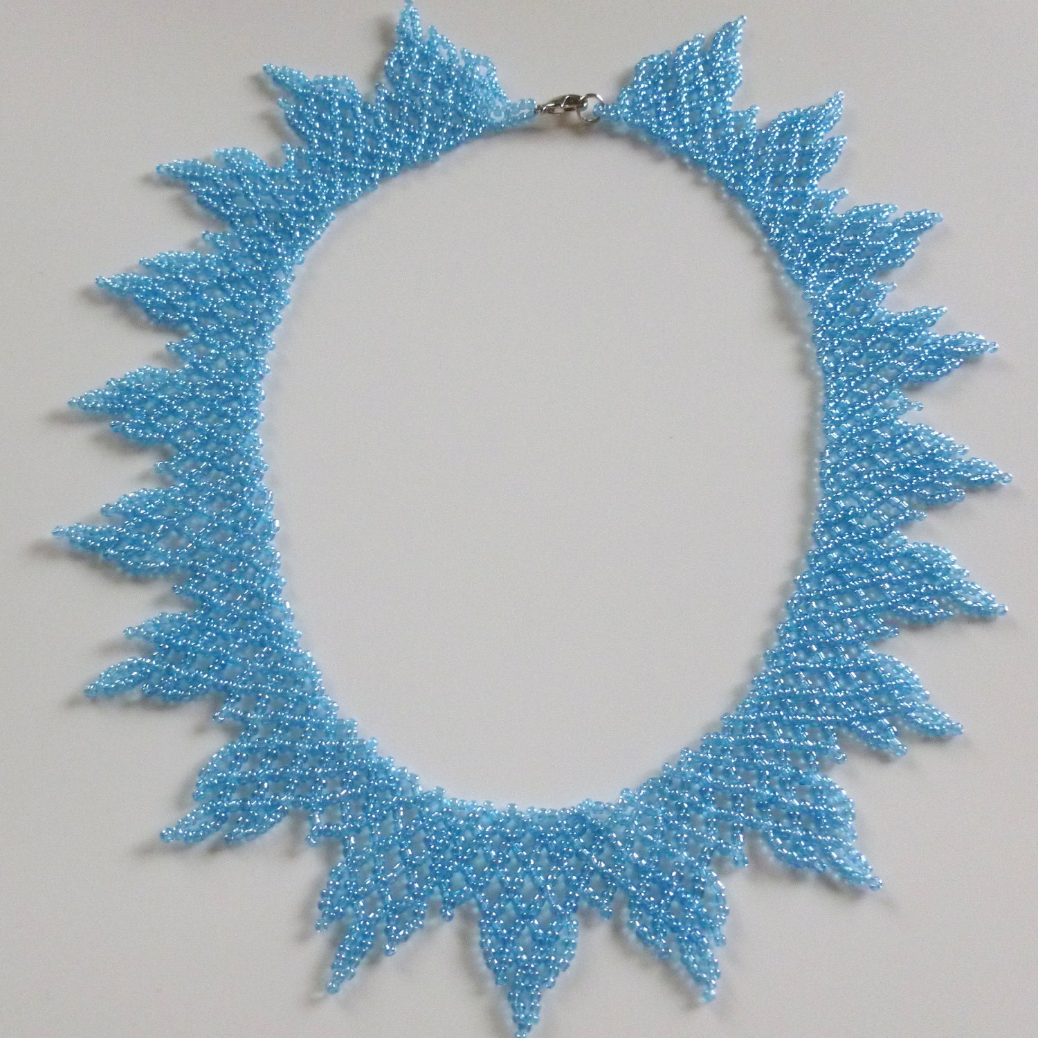 A New Flame Beadwork Necklace in Blue