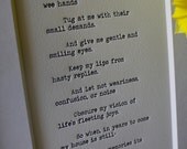 3 Copies for AuntFranny - Letterpress Poem : A Mother's Prayer - 5x7 Unframed Print