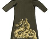 Wmns Modal-Cotton Boat Neck Dress feat. Stag print - Available in 2 Colors - S-XL