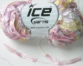 2 Skeins Long Eyelash Yarn Pink Lilac Yellow ICE Butterfly Ribbon Yarn