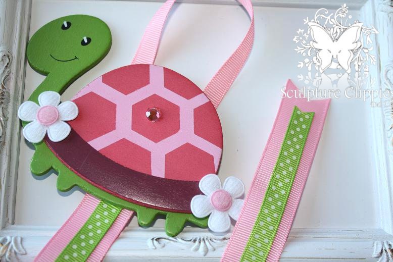 Pink Turtle Hair Bow Holder, Headband Holder,  and Clip Organizer. Turtle Bow Holder. Free Ship Promo