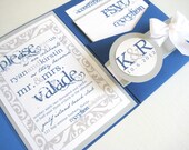 Modern Script Pocket Wedding Invitation Set