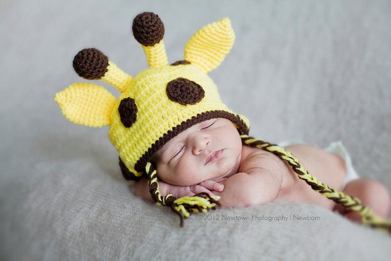 Giraffe Hat Newborn Baby Hat, crochet Newborn Hat, Crochet baby Hat Photo Prop