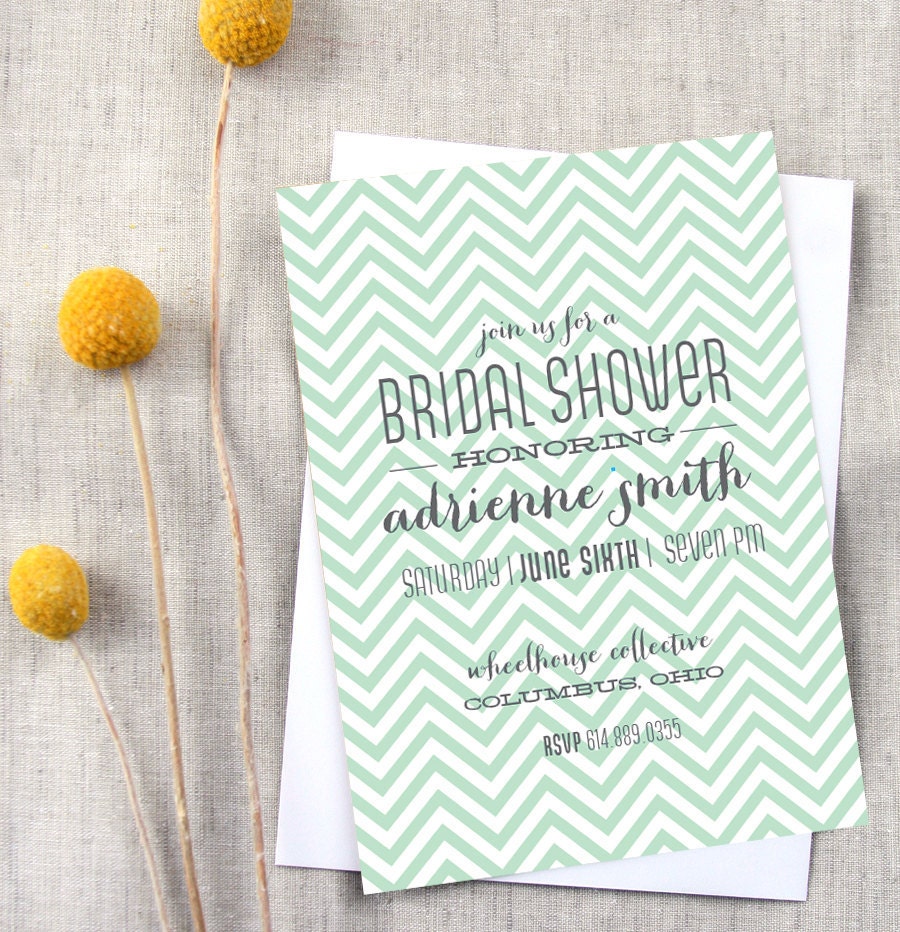Chevron and Calligraphy Bridal Shower Invitation