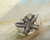 Starfish Silver Ring, Nautical Jewelry, Eco Friendly Recycled Fine Silver Ring, Beach Jewelry, Custom Size 4 5 6 7 8 9 10 11 12 13 14