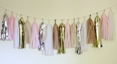 Tissue Tassel Garland-18 tassels- Blushing in the nude Il_170x135