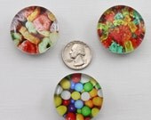 Gum Balls Fruit Loops and Gummy Bears Glass Magnets - Set of 3