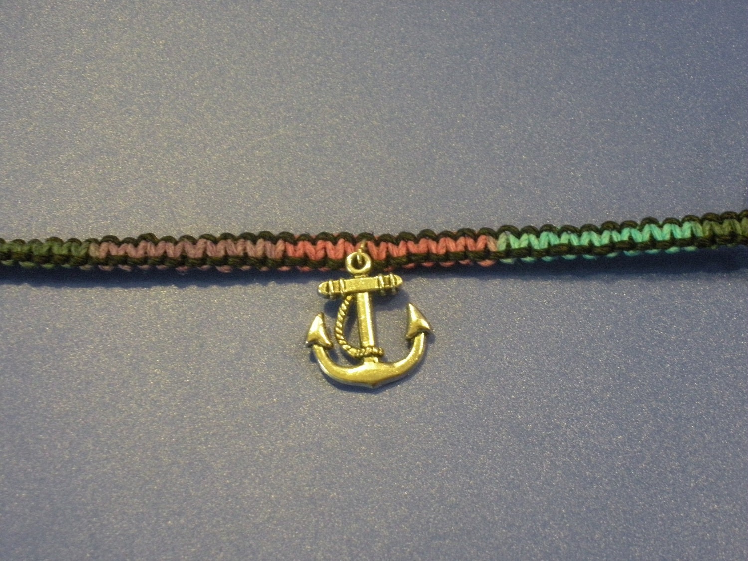 Black and Blueberry Anchor Hemp Bracelet
