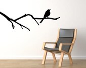 Bird on a branch wall decal - Modern home decor