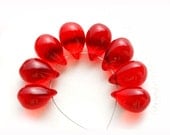 Scarlet red Teardrop czech glass Briolettes - 10x14mm - 8Pc - 0196