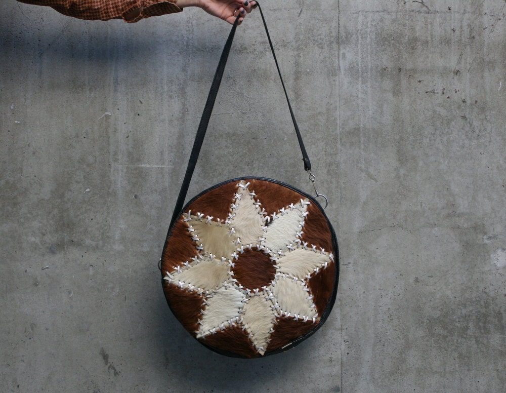 70s STAR BURST STATEMENT Cowhide Bag