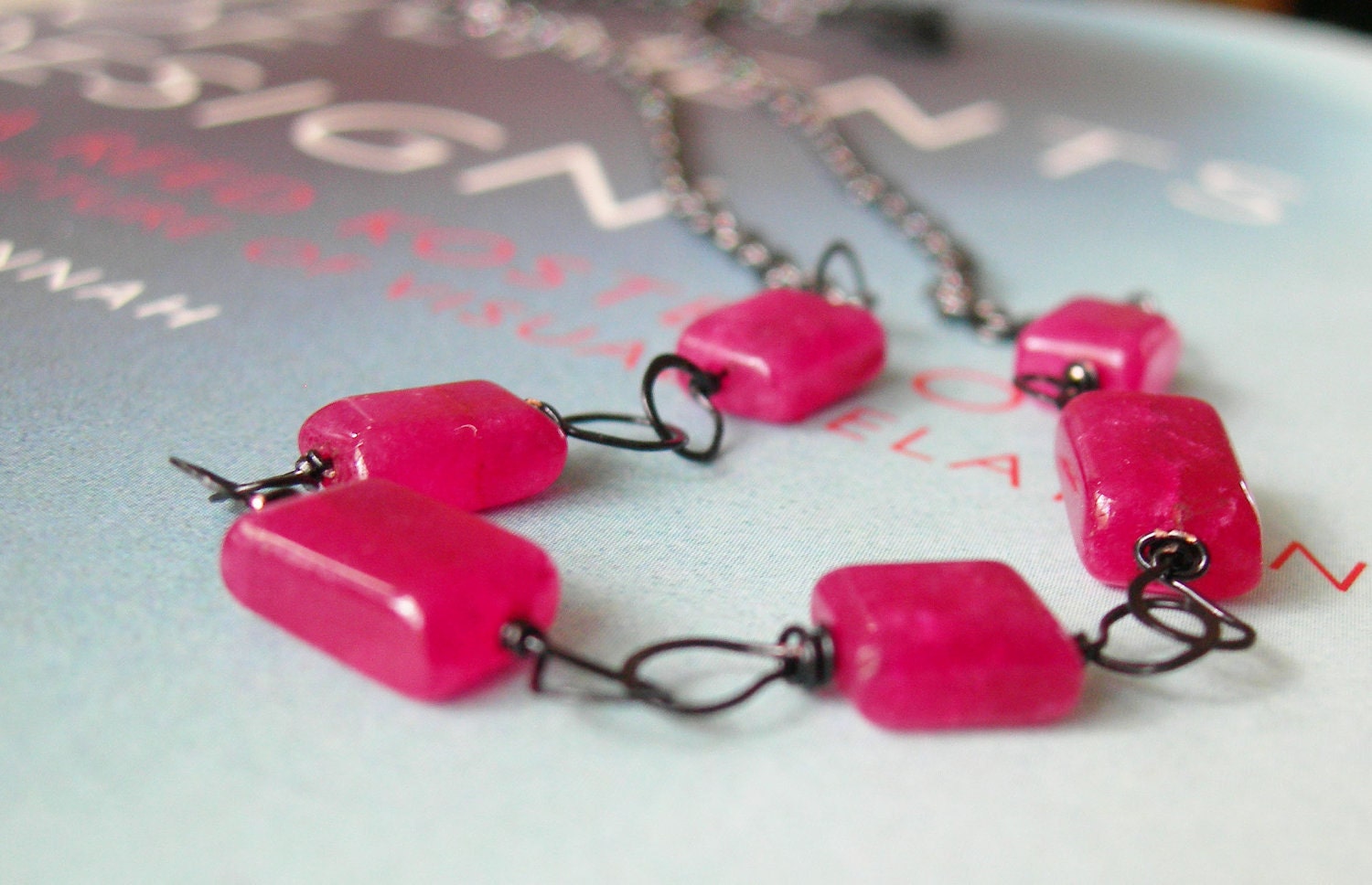 Hot Pink Chalcedony Necklace