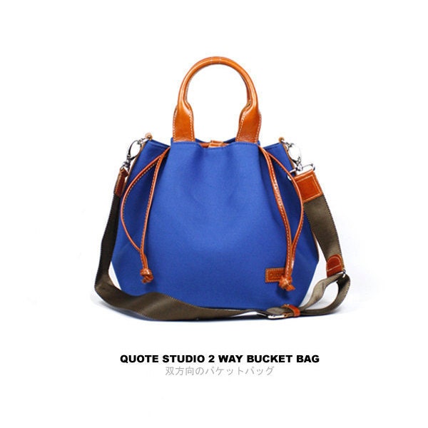 QUOTE Bucket bag Leather n Canvas -- Blue