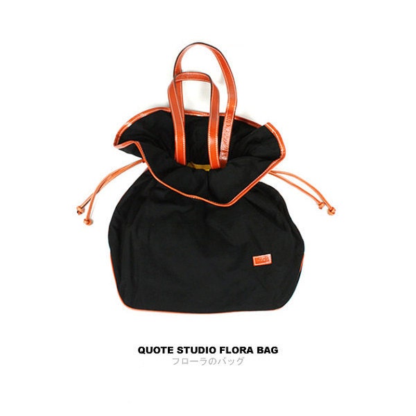 QUOTE Leather and Canvas Flora Bag -- BlacK