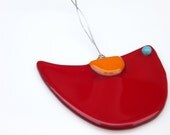 Unique Suncatcher, Gift, Transparent Red Bird Ornament FREE SHIPPING (to USA)