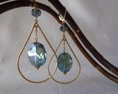 Gold filled earrings, with Aqua green crystals. Jewels of Denial Collection. EJGT-21