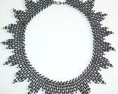 A New Flame Beadwork Necklace in Black and Iridescent