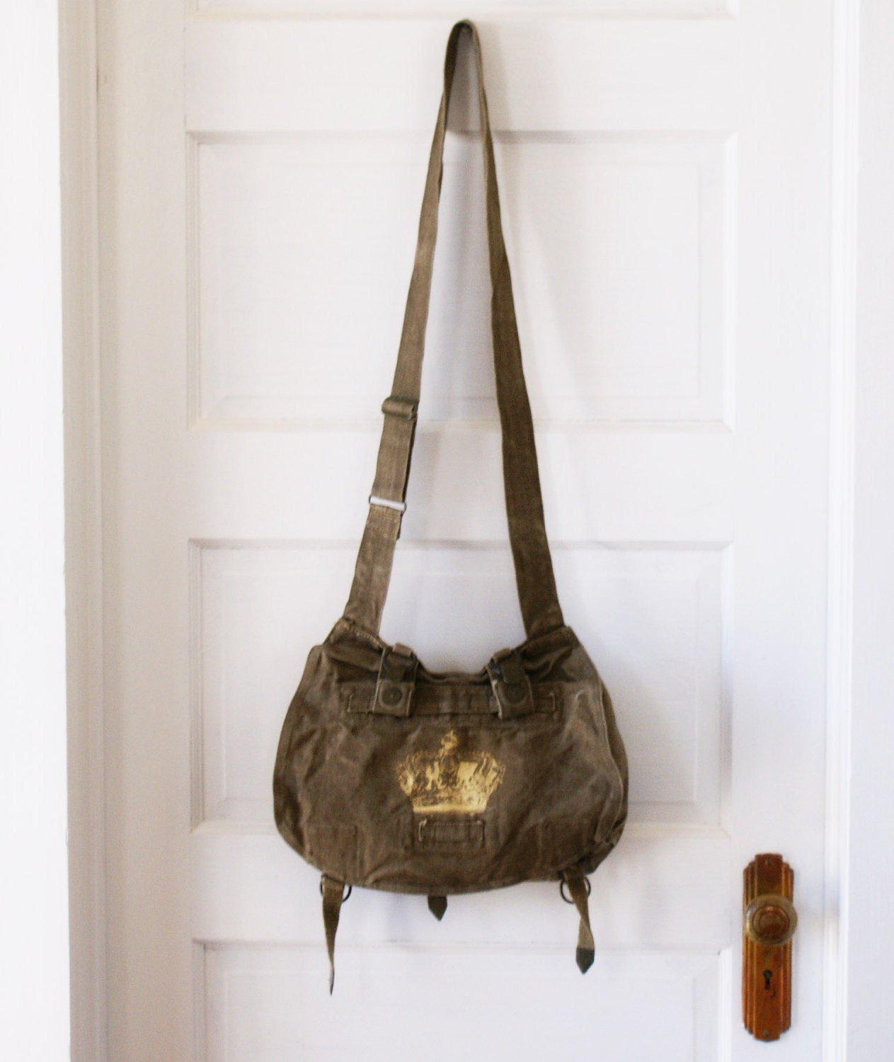 Vintage HEMP Czech Military Bandage Bag with GOLD CROWN