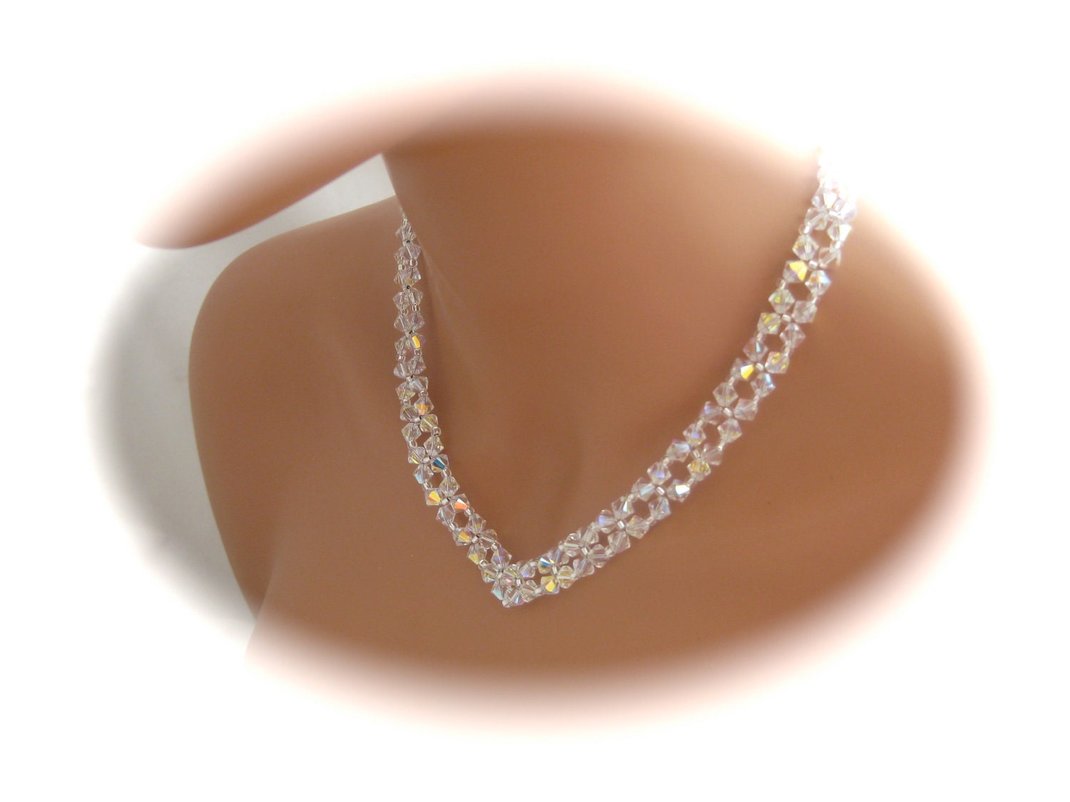 Wedding Jewelry, Swarovski Crystal V Shaped Necklace, Bridal Jewelry, Bridal Necklace
