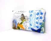 Cotton Cosmetic Zipper Pouch - Blue French Journal