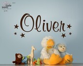 SALE - Name wall decal with stars decals