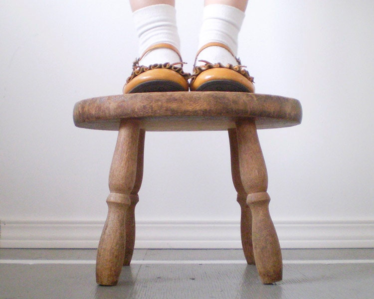 Rustic Wood Stool - Petite, Weathered, and Worn - smilemercantile
