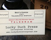 Telegram-themed business / calling card, letterpress printed (set of 50)