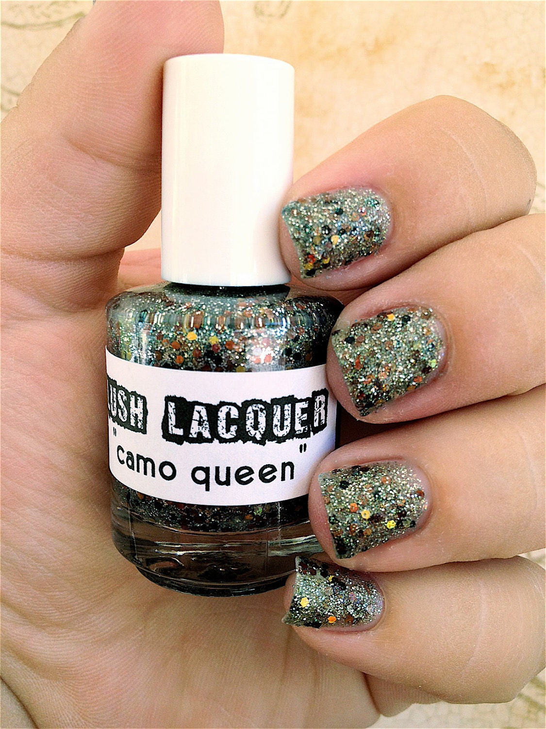 Camo Queen :  Custom-Blended Glitter Nail Polish / Lacquer