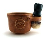 Brown Shaving Mug with a Mustache - MiriHardyPottery Brown Shaving Mug with a Mustache - MiriHardyPottery