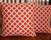 Outdoor Decorative Throw Pillow Covers - Dark Orange - Two 18 Inch