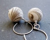 Handmade Earrings -  Sterling Silver,  Vintage Earrings, Cream, Brown, Glass Earrings, Handmade Jewelry