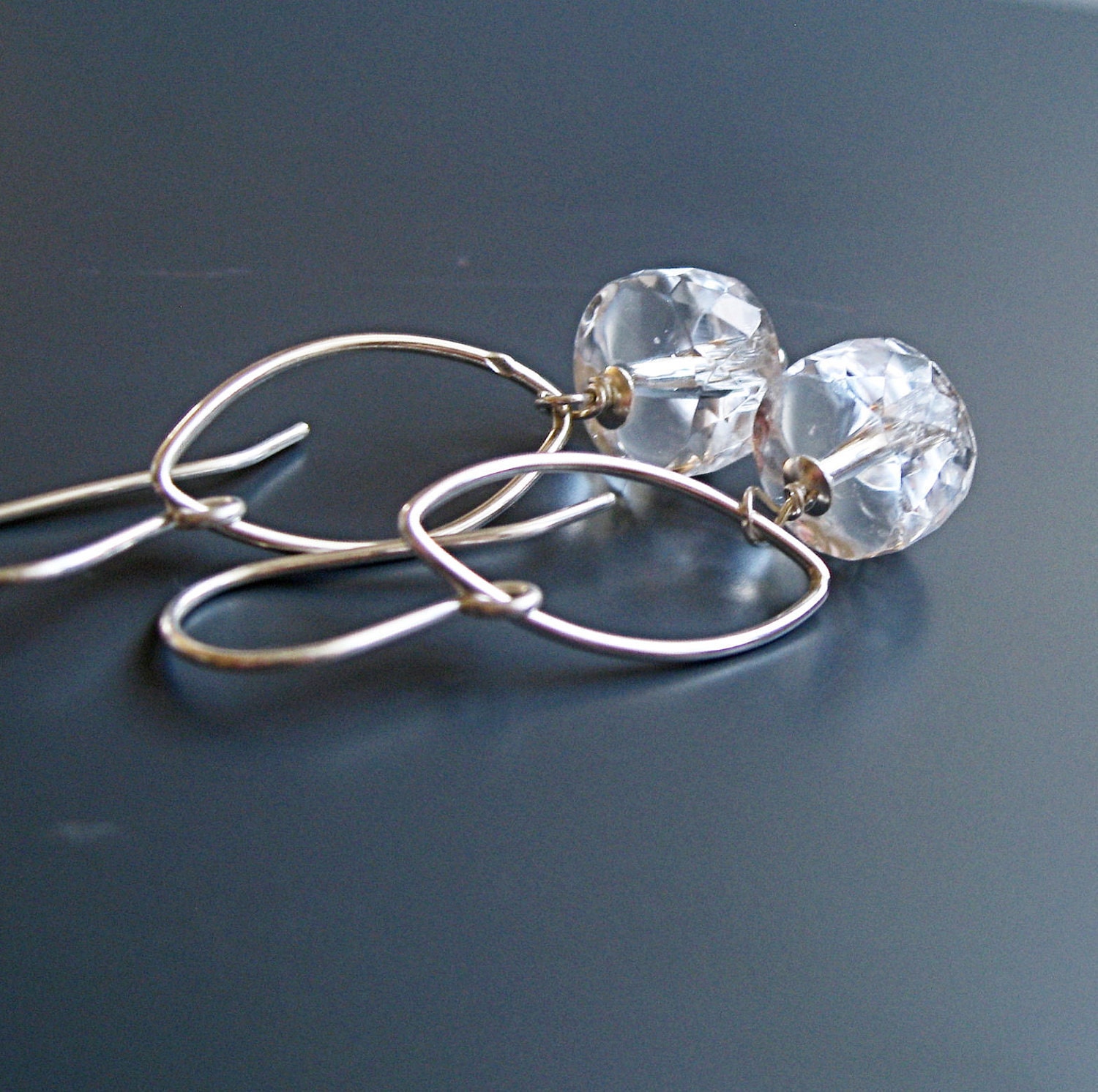 Quartz Earrings -  Clear,   Handmade Jewelry,  Gemstone  Earrings,    Sterling Silver Earrings,  Rock Crystal