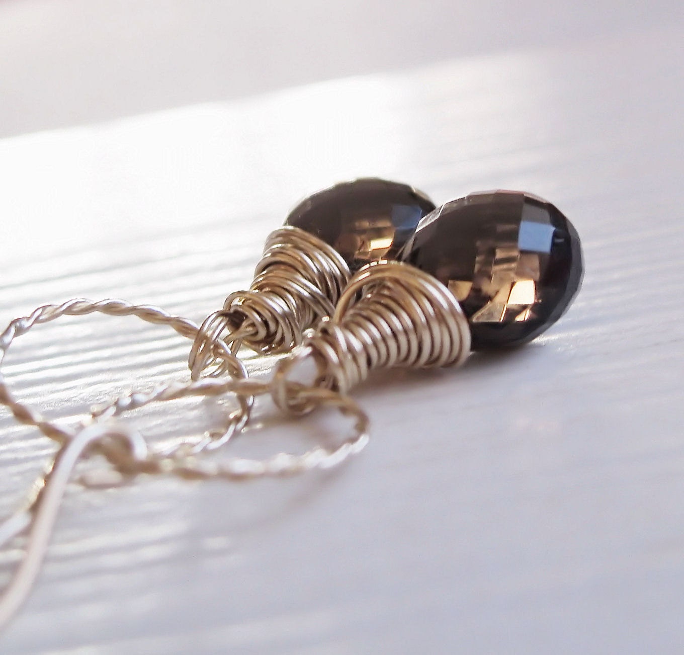 Smoky Quartz Earrings -  Gold Filled,  Handmade Jewelry, Gemstone Earrings, AAA, Quartz Jewelry,  Wire Wrapped