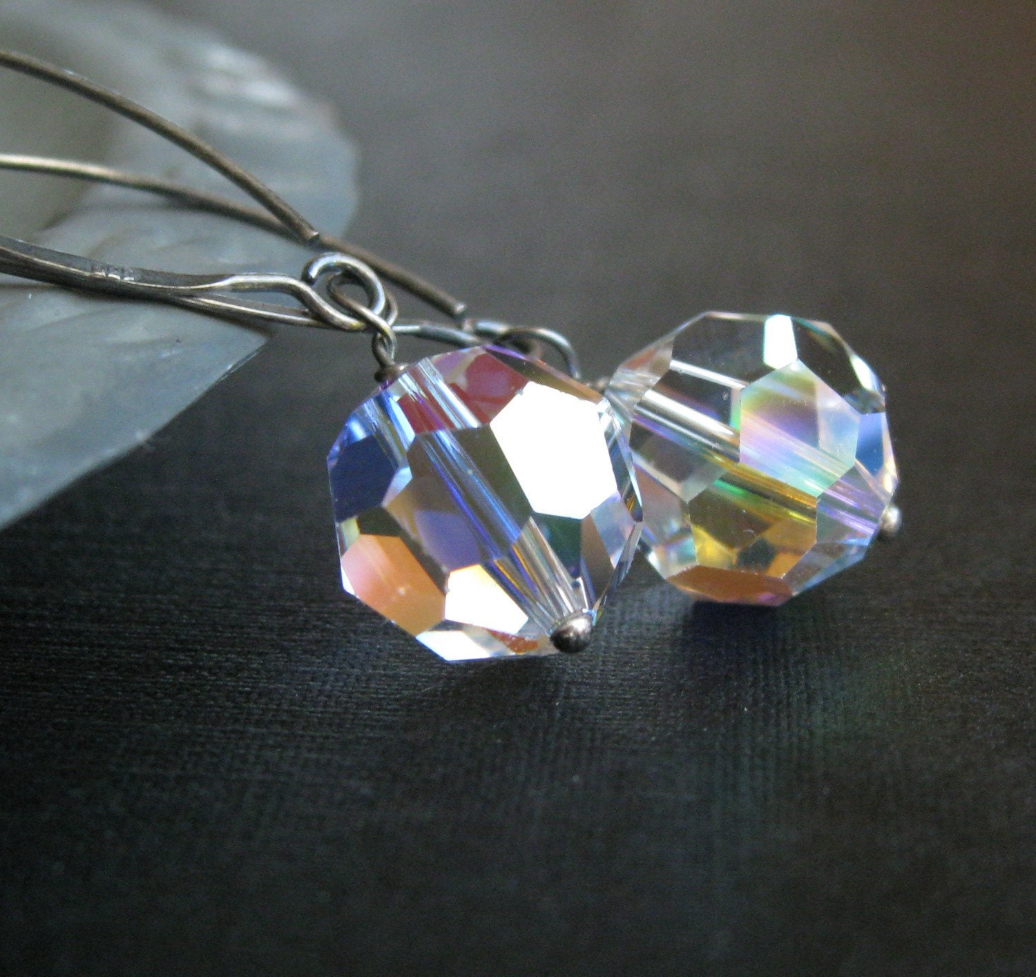 Swarovski  Earrings -   Clear,   Oxidized  Silver,  Crystal Jewelry,  Sparkle Earrings, Swarovski Jewelry